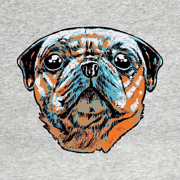 Pop Art Pug Dog Head by SLAG_Creative